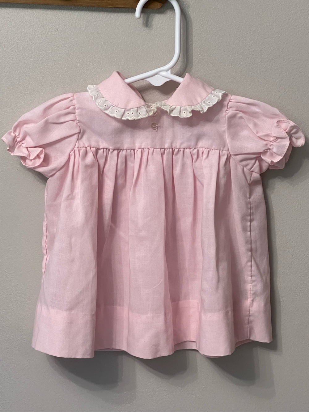 Baby Togs Pink Peter Pan Collar Baby Blouse with Puff Sleeves